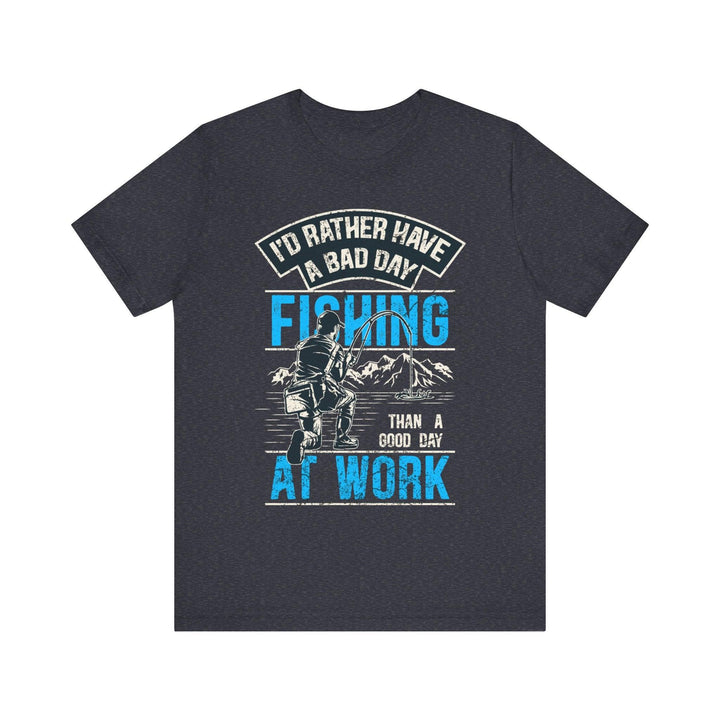 Fishing Bad Day T Shirt | Heather Navy