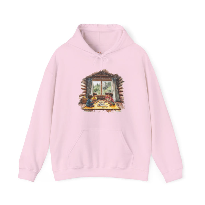 Summer Camp Rainy Day Cabin Hoodie | Light Pink Twill Tees