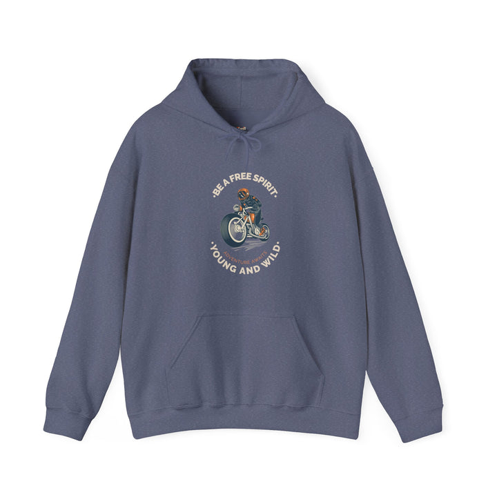 Retro Free Spirit Biker Hoodie | Heather Navy