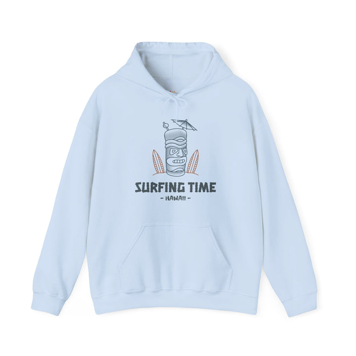 Beach Surfing Time Hawaii Hoodie | Light Blue Twill Tees