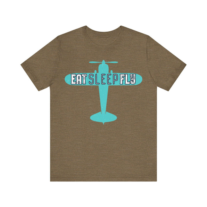 Retro Eat Sleep Fly T Shirt | Heather Olive