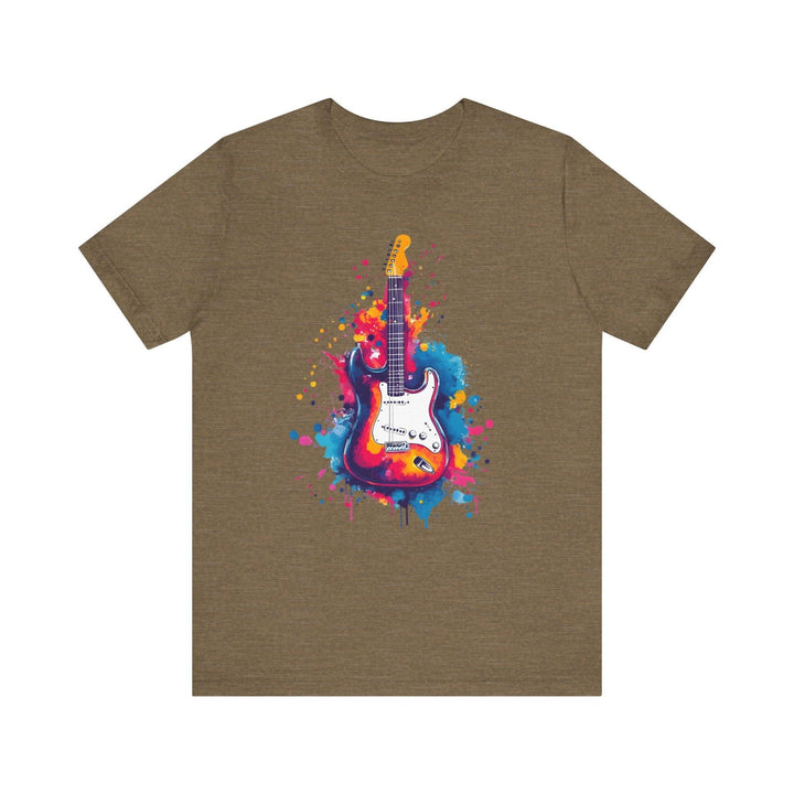 Rock Electric Vibes Guitar T Shirt | Heather Olive