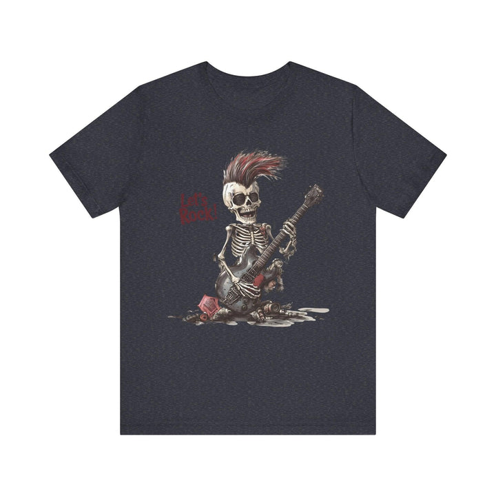 Rock Punk Skeleton Rocker T Shirt | Heather Navy