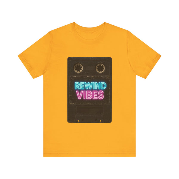 Retro VHS Rewind Vibes Vintage T-Shirt | Gold Twill Tees