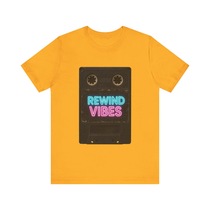 Retro VHS Rewind Vibes Vintage T-Shirt | Gold Twill Tees