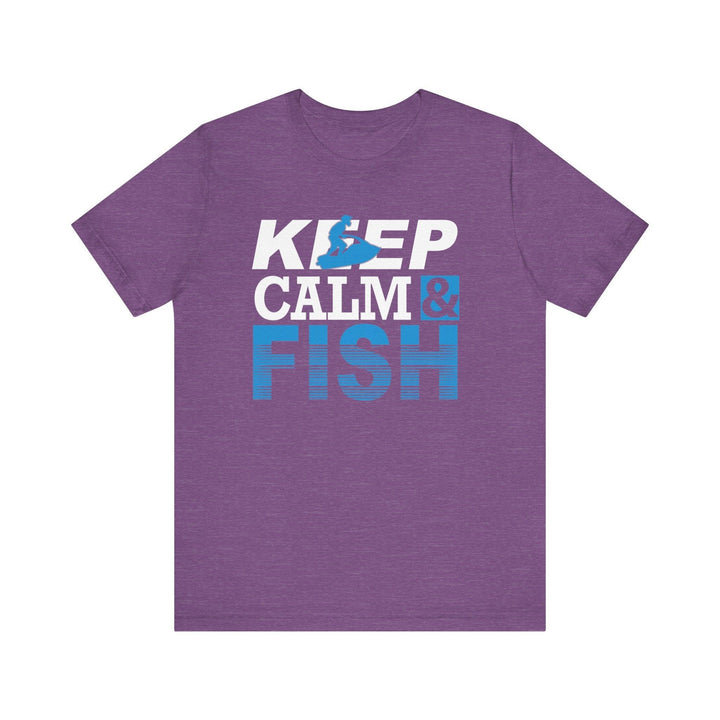 Fishing Keep Calm T Shirt | Heather Team Purple