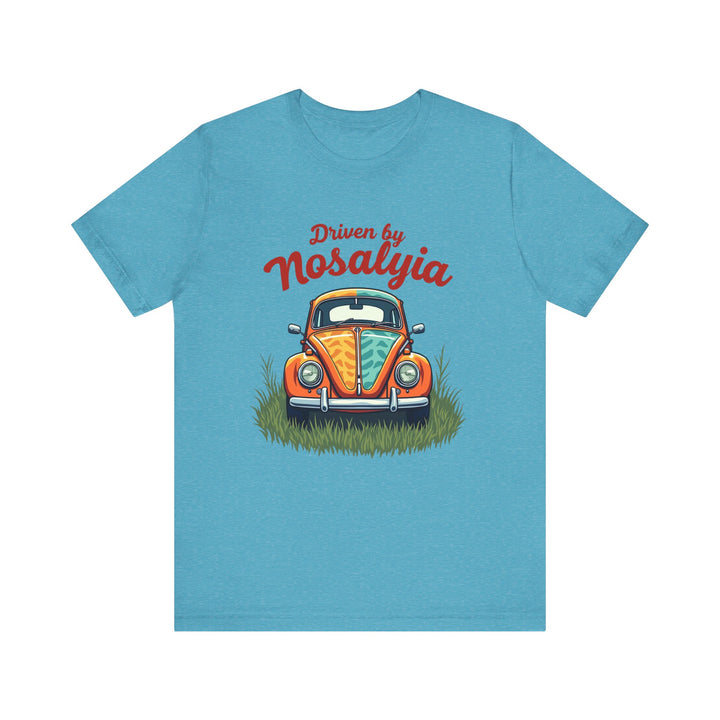 Retro Driven by Nostalgia T Shirt | Heather Aqua Twill Tees