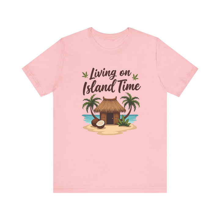 Beach Living On Island Time T Shirt | Pink Twill Tees