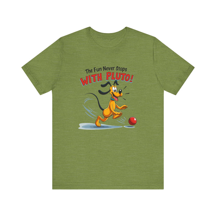 Disney The Fun Never Stops With Pluto T Shirt | Heather Green