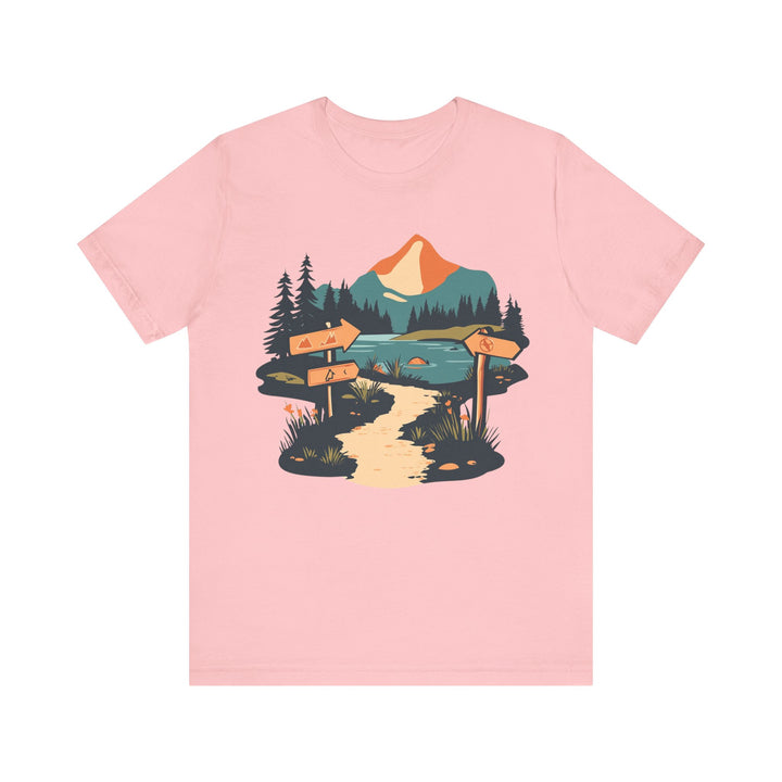 Summer Camp Mountain Trail Signs T Shirt | Pink Twill Tees