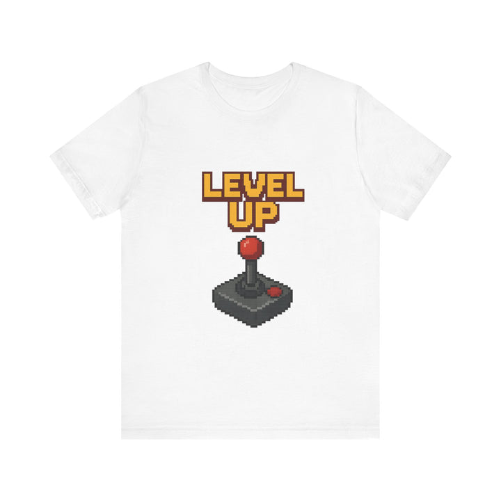 Retro Gaming Pixel Joystick Level Up T-Shirt | White Twill Tees