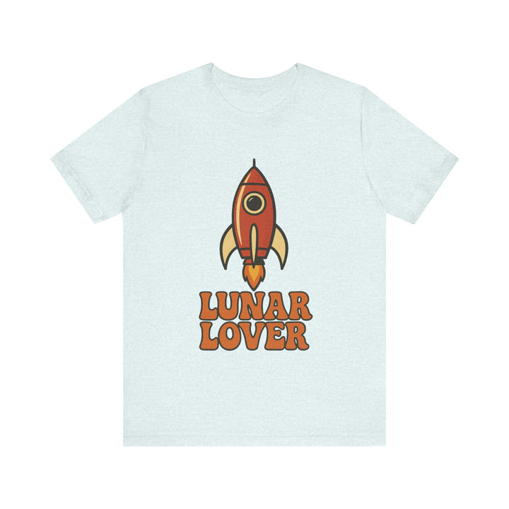 Nasa Retro Rocket Lunar Lover T-Shirt | Heather Ice Blue Printify