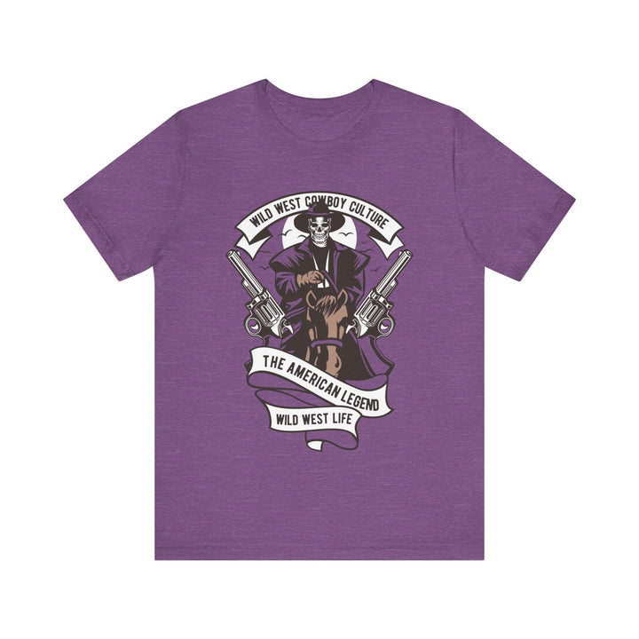 90s Wild West Cowboy T Shirt | Heather Team Purple