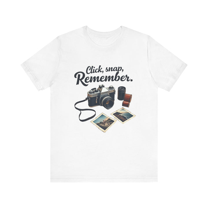 Retro Click, Snap, Remember T Shirt | White Twill Tees