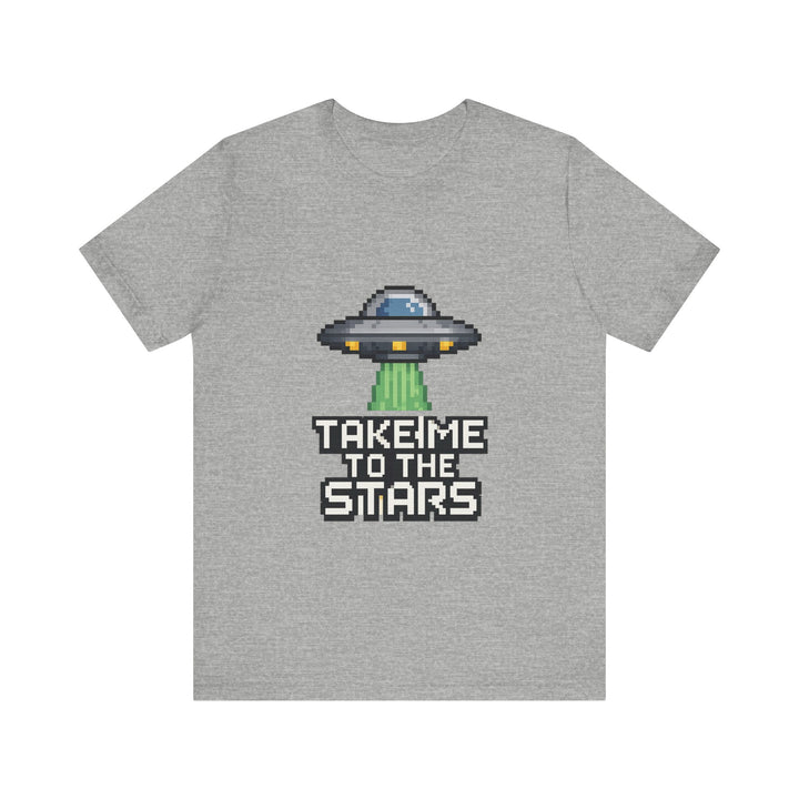 Alien Pixel UFO Take Me Stars T-Shirt | Athletic Heather Printify