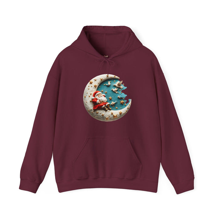 Christian Moonlit Santa Hoodie | Maroon