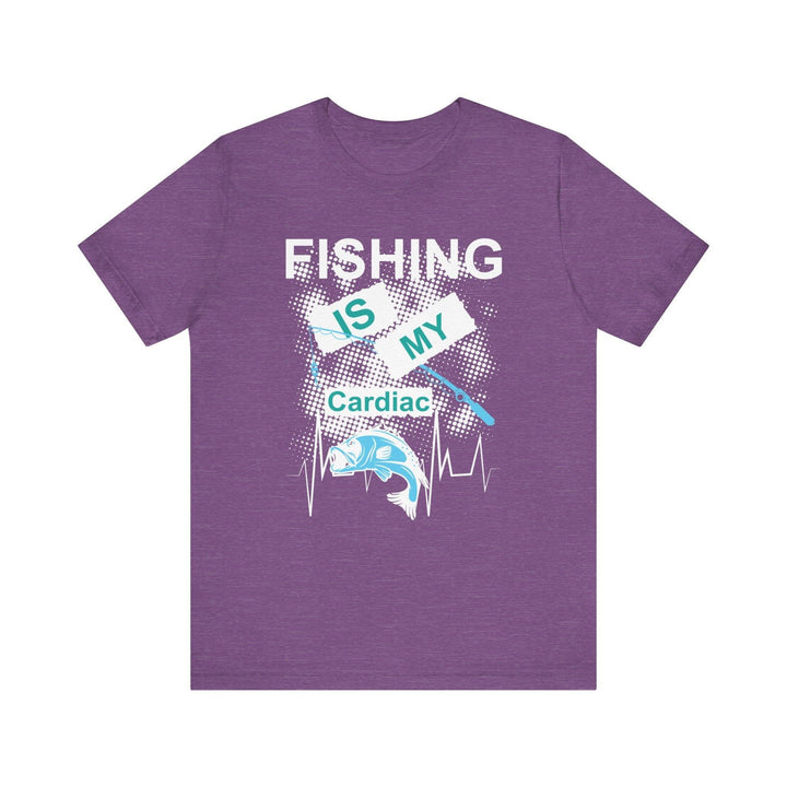 Fishing Is My Cardiac T Shirt | Heather Team Purple