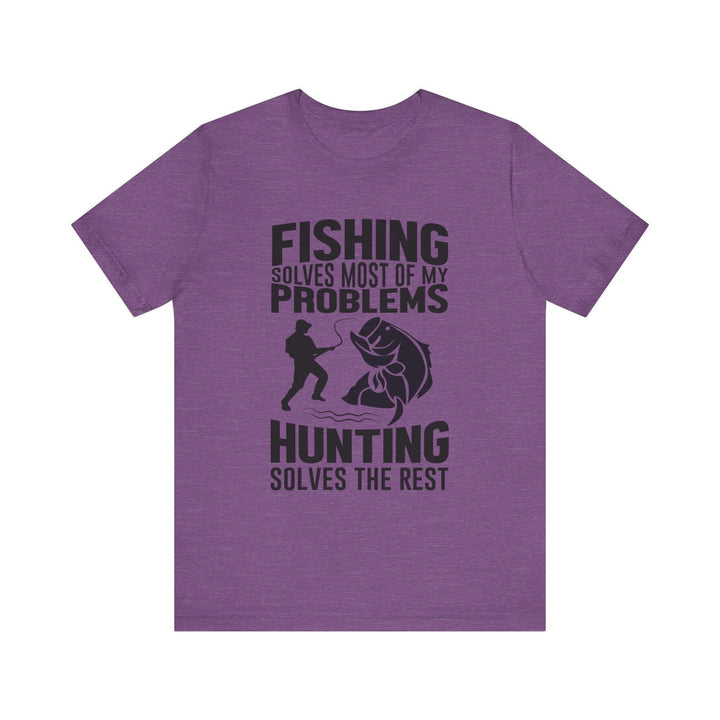 Fishing Solves Everything T Shirt | Heather Team Purple