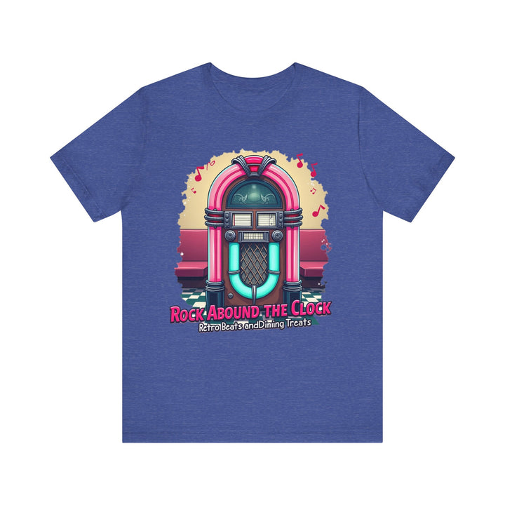 Retro Vibes Rock Around the Clock T Shirt | Heather True Royal