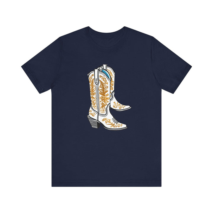 90s Western Flair Boots T Shirt | Navy