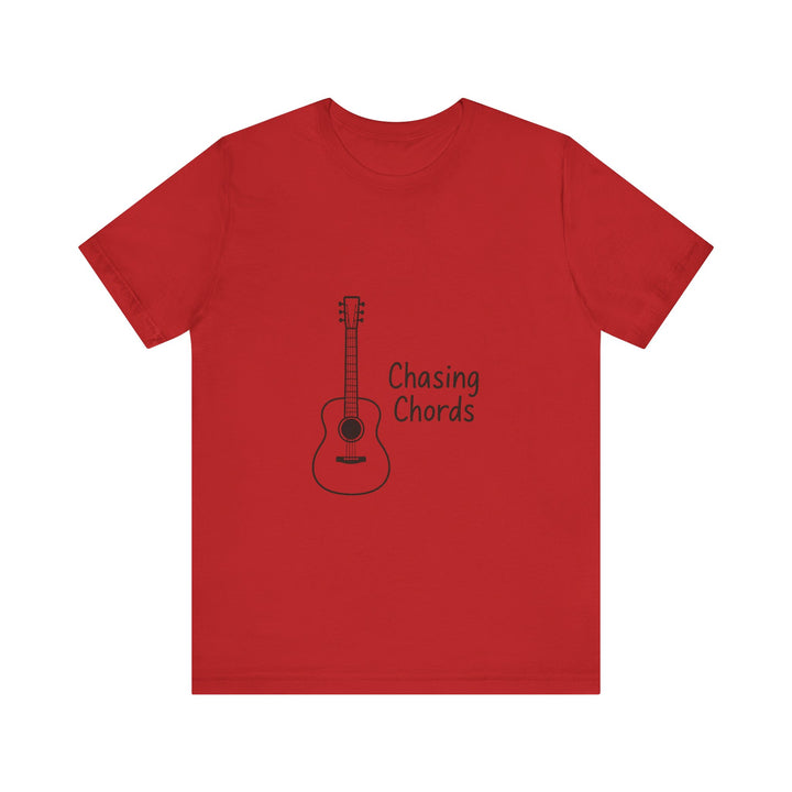 Classic Indie Guitar Chasing Chords T-Shirt | Red Twill Tees