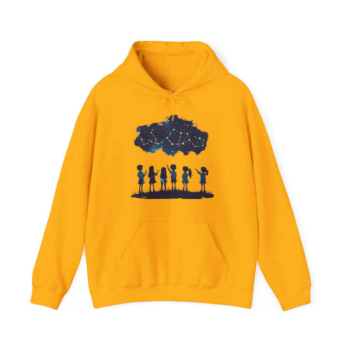 Summer Camp Stargazing Kids Hoodie | Gold Twill Tees
