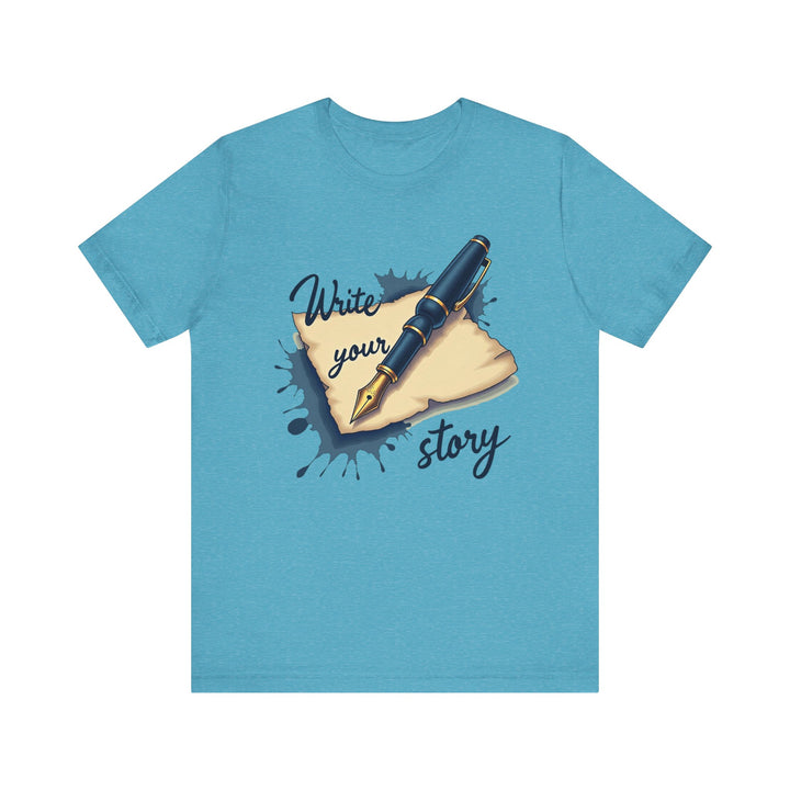 Classic Write Your Story T Shirt | Heather Aqua