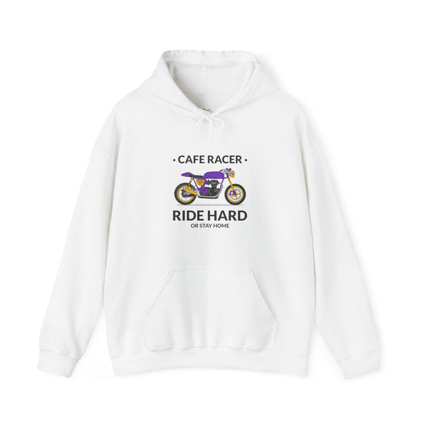 Retro Cafe Racer Ride Hard Hoodie | White