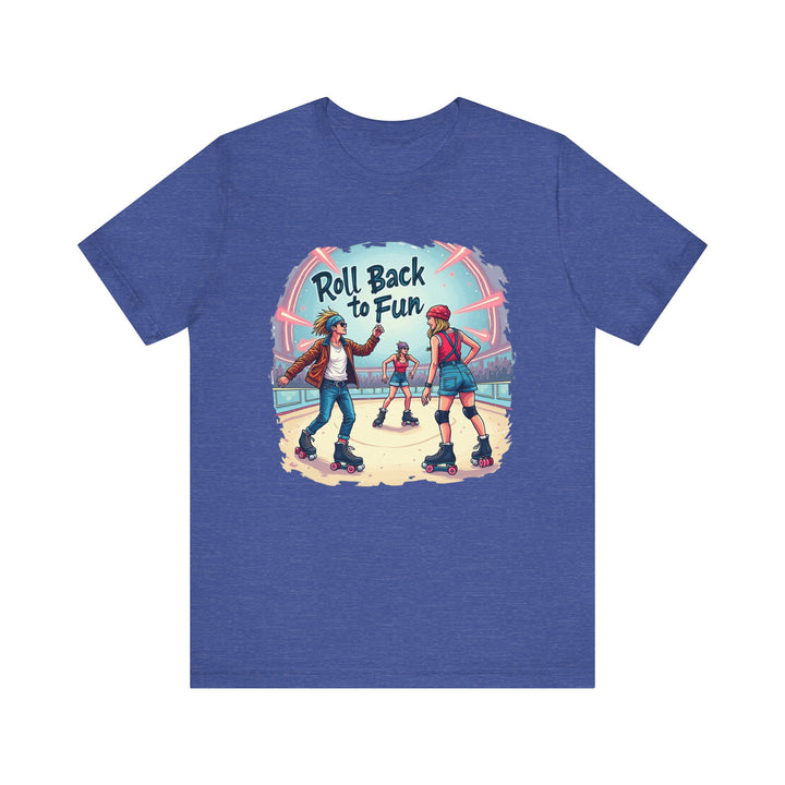 90s Roller Disco Fun T Shirt | Heather True Royal Twill Tees