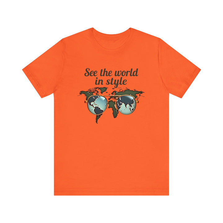 Classic See The World In Style T Shirt | Orange Twill Tees