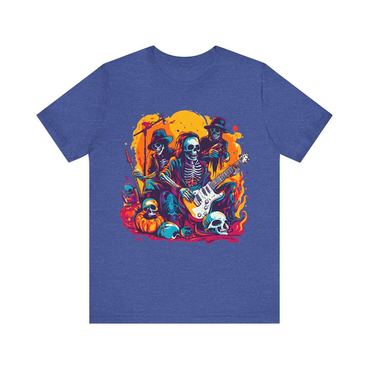 Rock Skeleton Rock Band T Shirt | Heather True Royal