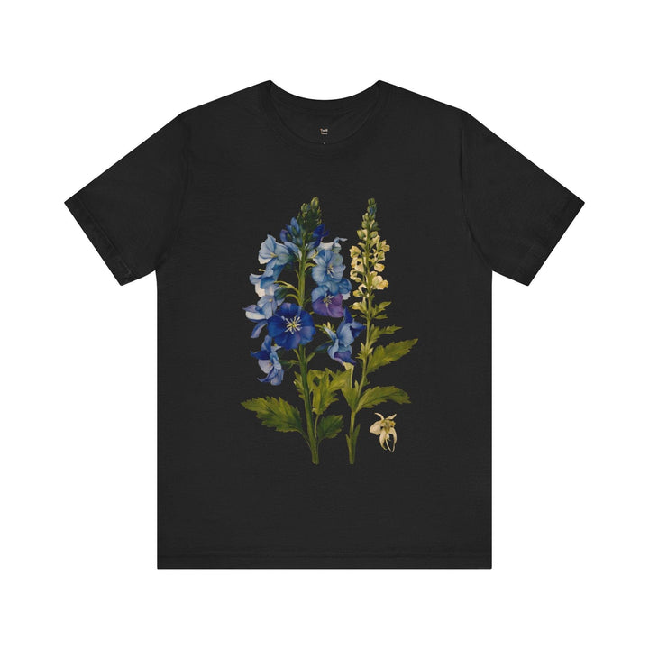 Flower Blue Blossom Beauty T Shirt | Black