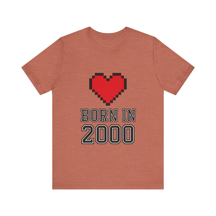 Retro Y2K Pixel Heart Vintage T-Shirt | Heather Clay Twill Tees