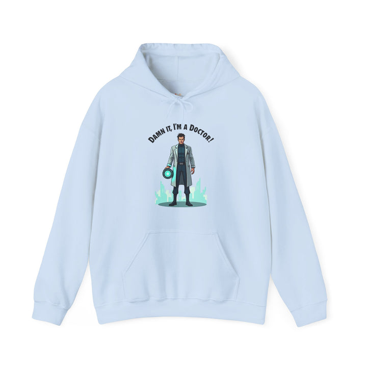 Star Trek Damn It I’m A Doctor Hoodie | Light Blue Twill Tees
