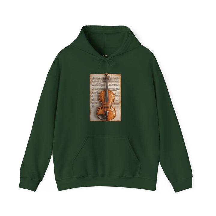 Classic Violin on Music Score Hoodie | Forest Green