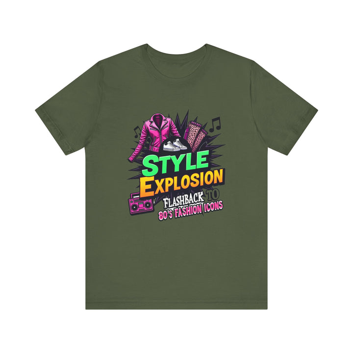 80s Retro Fashion Icons T Shirt | Military Green