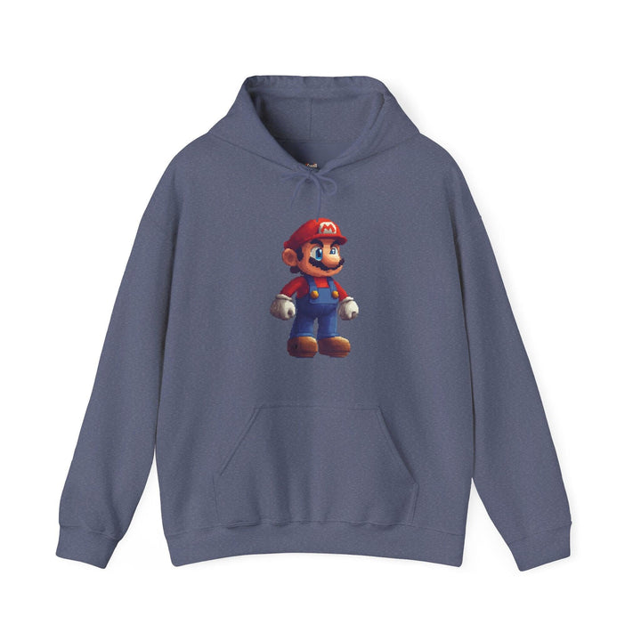 Mario Pixel Plumber Hero Hoodies | Heather Navy Twill Tees