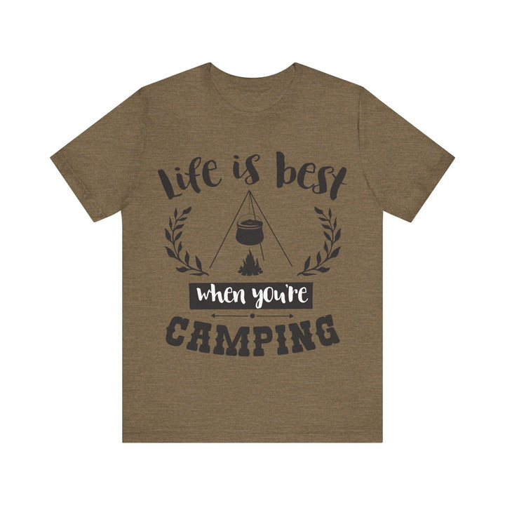 Summer Camp Life is Best T Shirt | Heather Olive