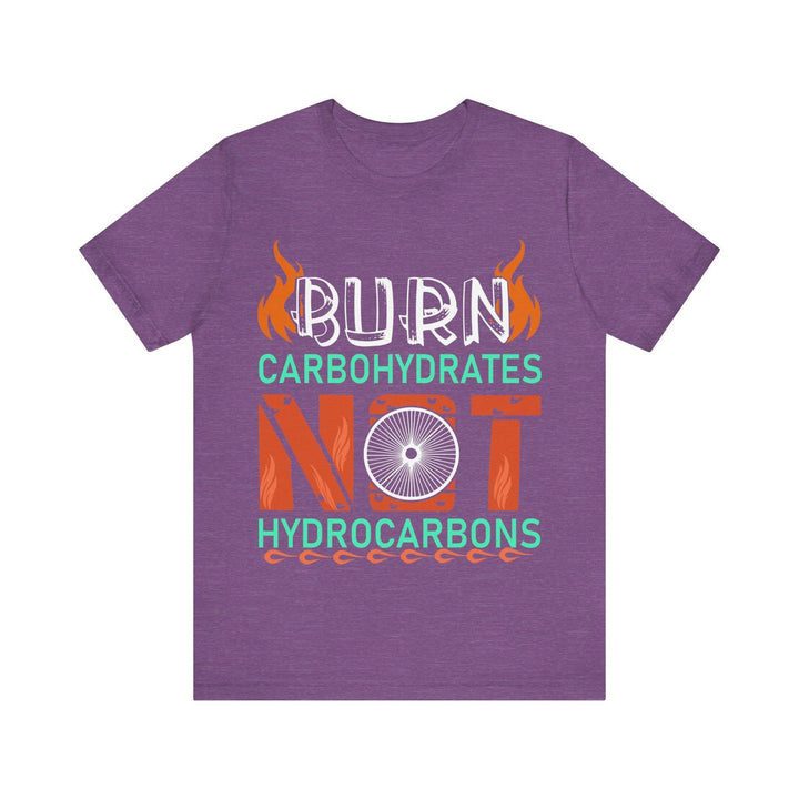 Hiking Burn Carbs Not Hydrocarbons T Shirt | Heather Team Purple