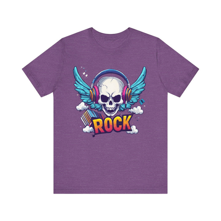 Rock Winged Rock Skull T Shirt | Heather Team Purple