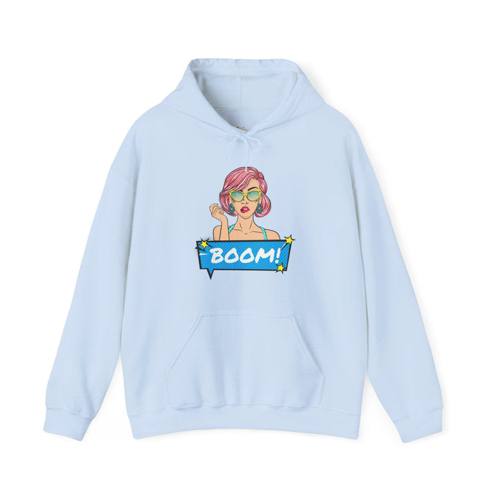 Retro Pop Art Boom Hoodie | Light Blue