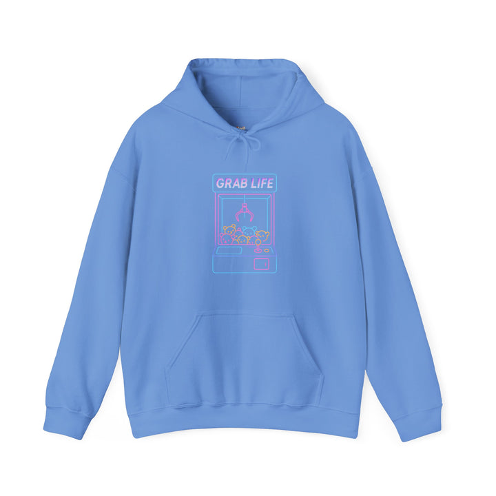 Retro Gaming Neon Claw Machine Hoodie | Carolina Blue Printify