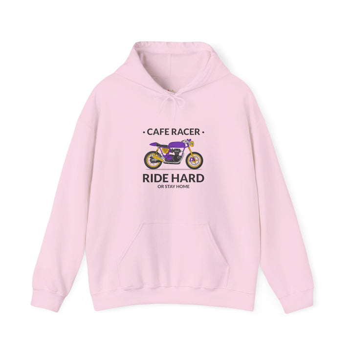 Retro Cafe Racer Ride Hard Hoodie | Light Pink