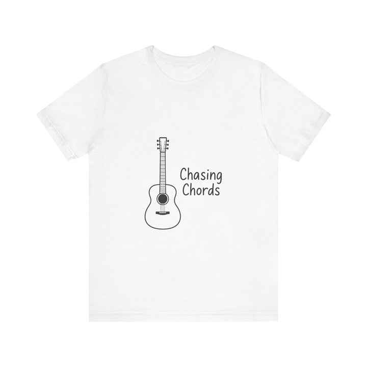 Classic Indie Guitar Chasing Chords T-Shirt | White Twill Tees