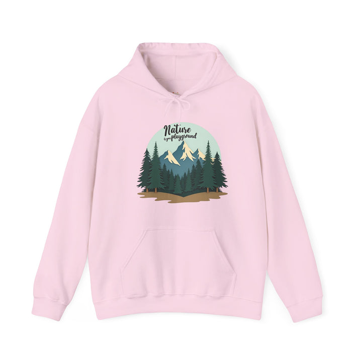 Hiking Nature Is Your Playground Hoodie | Light Pink Twill Tees