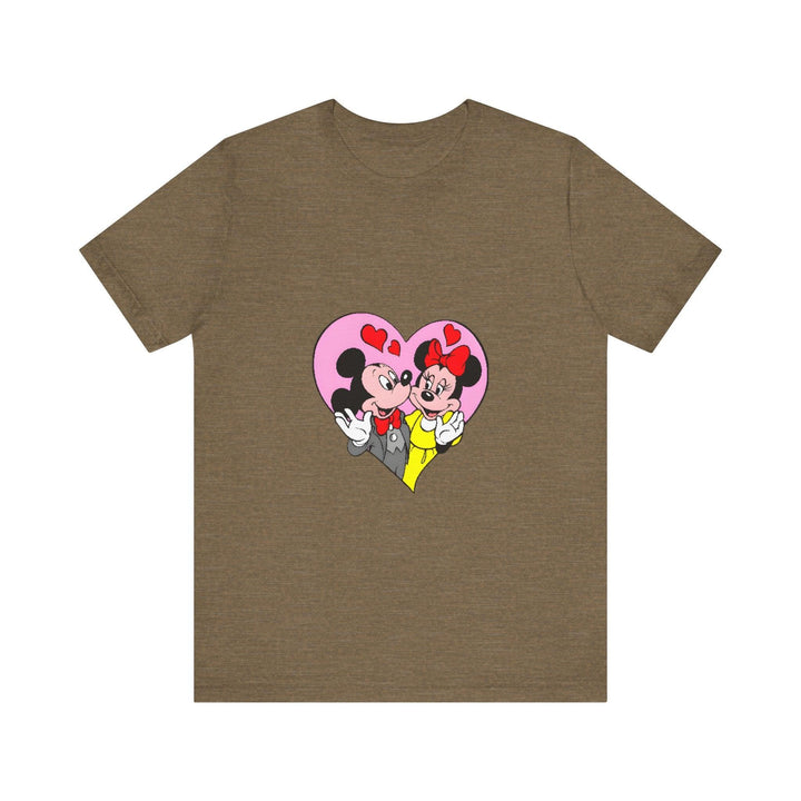 Disney Classic Mouse Love T Shirt | Heather Olive