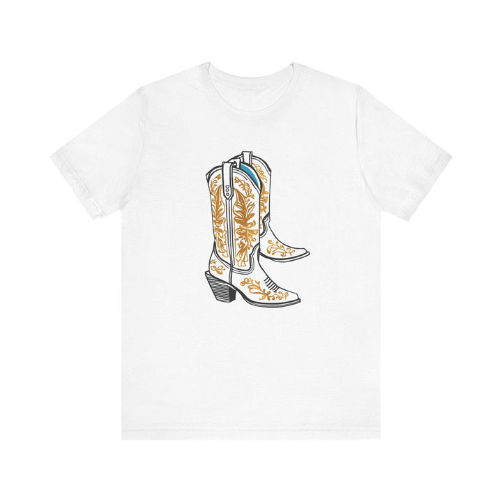 90s Western Flair Boots T Shirt | White