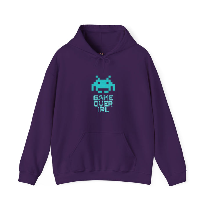 Retro Gaming 8-Bit Space Invaders Cyberpunk Hoodie | Purple Printify
