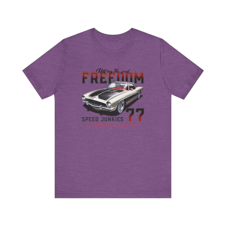 80s Freedom Speed Junkies 77 T Shirt | Heather Team Purple