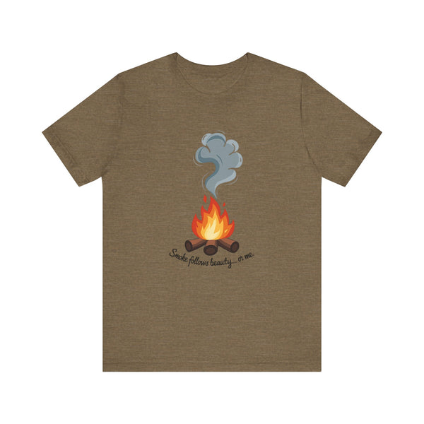 Summer Camp Smoke Follows Beauty Or Me T Shirt | Heather Olive